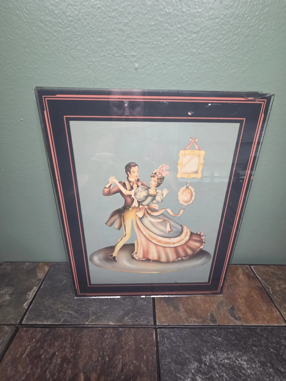 Vintage Style Trio Framed Wall Art - Green and Pink